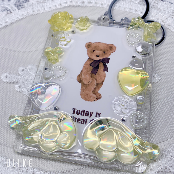 レジン トレカケース 硬質ケース デコ 推し活 B8 黄色 名刺入れ