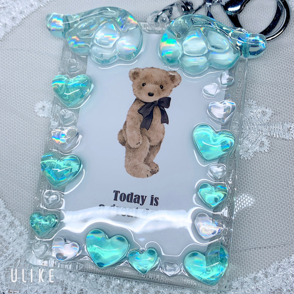 【オプション】トレカケース デコ 硬質ケース レジン ハンドメイド レジン トレカケース 硬質ケース デコ 推し活 B8 緑 名刺入れ