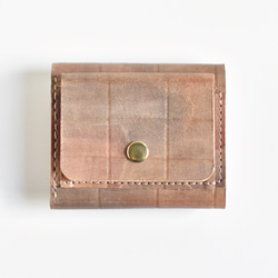 手工染色皮革錢包“巧克力No.38（迷你錢包）” 第6張的照片