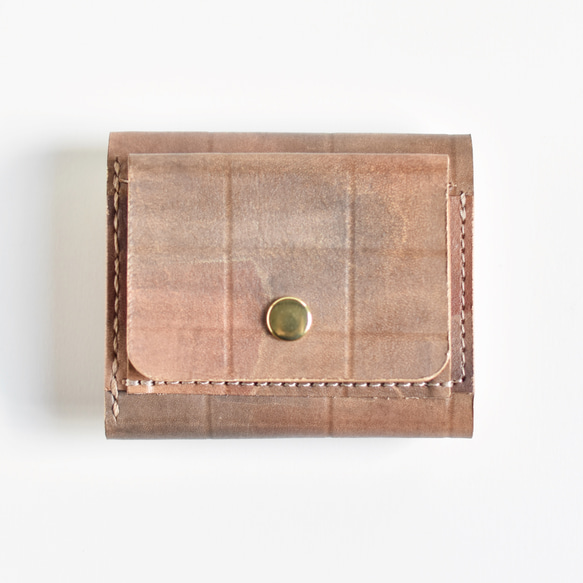 手工染色皮革錢包“巧克力No.38（迷你錢包）” 第6張的照片