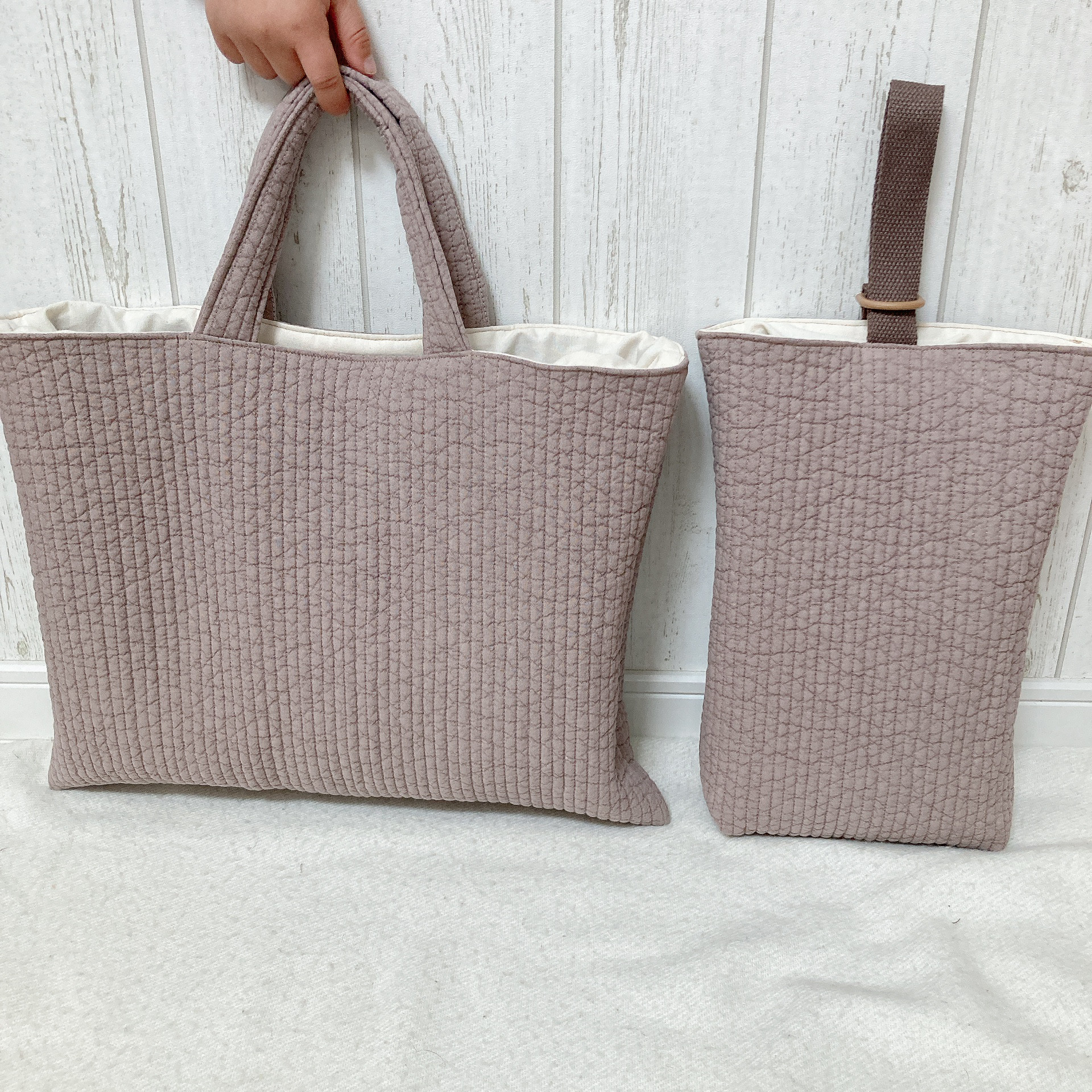 入園入学　ヌビ　レッスンバッグ　上履き入れ　茶色