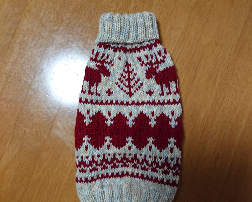 犬服 ハンドメイド ニット タートルネック セーター SMロングサイズ