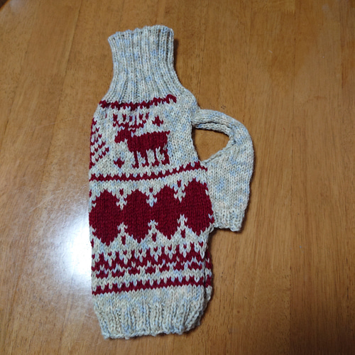 犬服 ハンドメイド ニット タートルネック セーター SMロングサイズ