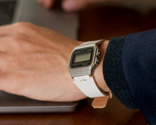 チープカシオ チプカシ 本革ヌメ革ベルト casio ホワイトが