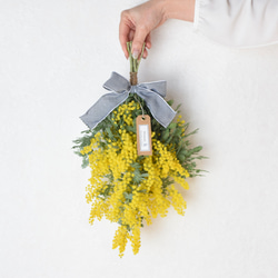 販売は4月上旬まで＊自家製切りたてミモザ！フレッシュスワッグ《生花からドライフラワーへ》Creema限定 4枚目の画像