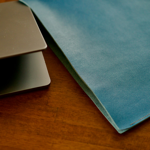 本革爽やかなターコイズブルーのラップトップスリーブケース mac book
