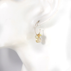 #994 精美切割蜂蜜石英黃色天然石材橢圓形環狀耳環 第6張的照片