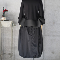 黒ブラック　バルーンスカート　 フリーサイズ   　着物リメイク　 2枚目の画像