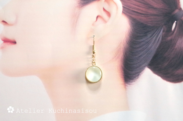 樹脂藝術圓形耳環〈Oborozuki〉 第4張的照片