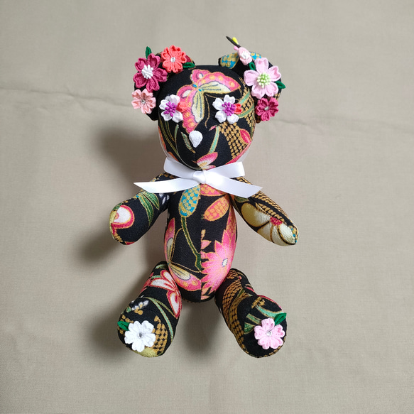 テディベアにつまみ細工のぬいぐるみ～桜バージョン～ ぬいぐるみ MINA