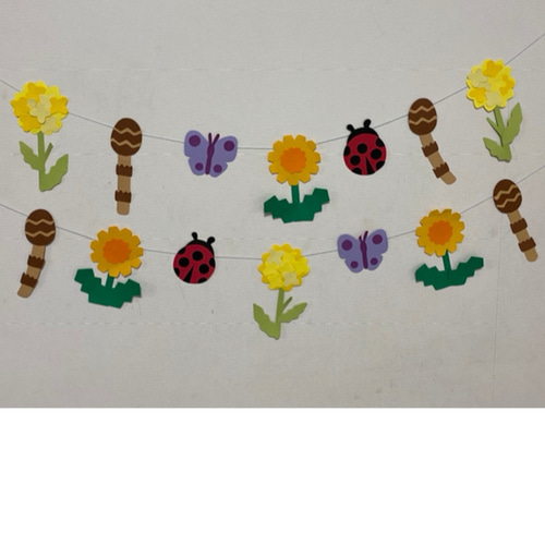 壁面飾り ガーランド 春 つくし 菜の花 たんぽぽ てんとう虫 