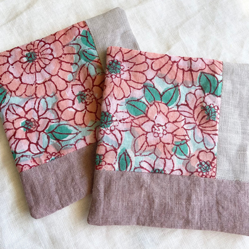 ⋆⸜送料無料⸝⋆ リネン インド綿 ブロックプリント コースター  