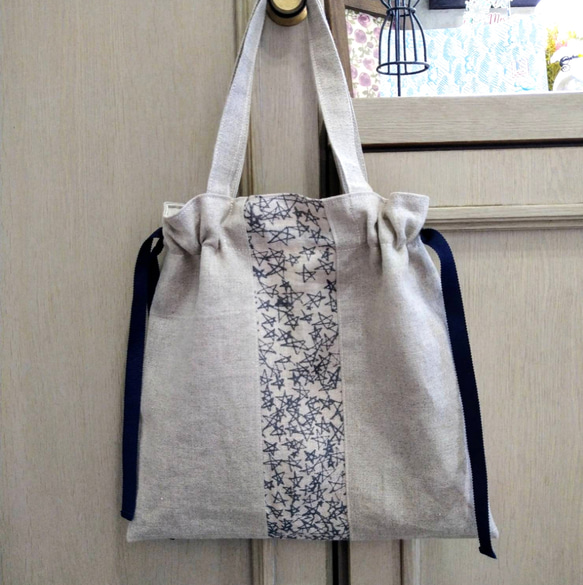 ぺたんこリボン巾着バッグ*minaperhonenのファブリックを使って*galileo*ミナ        Ω 人気・おすすめ｜使いやすい・旅行におすすめ 品質保証 全国発送 正規品・日本国内発送・安心保証付き