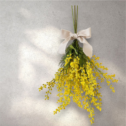ミモザ 造花 アーティフィシャルフラワー 黄色 花束 フラワーベース