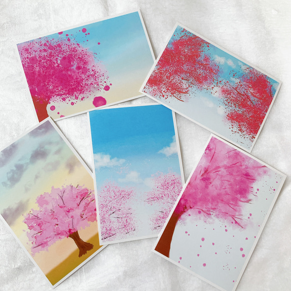春桜 5枚セット ポストカード かわいい キレイ 季節 文房具