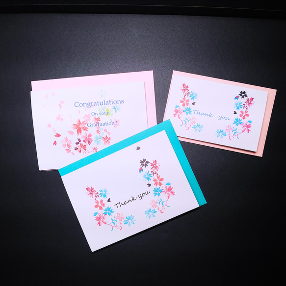 桜ハンドメイド2024　「さくら・Thank　youカード」他3枚セット 1枚目の画像