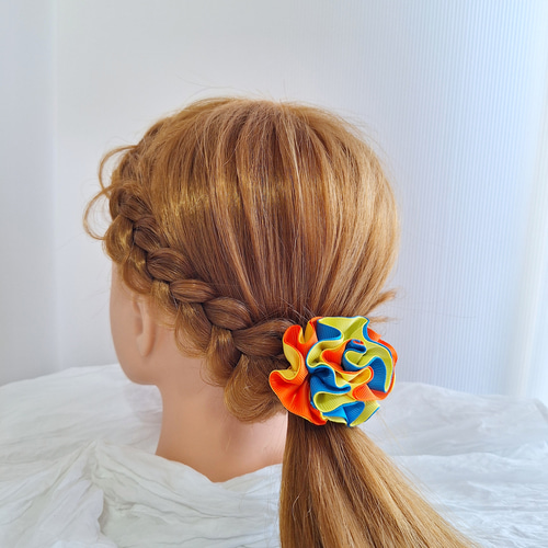 ヘアクリップ 一点もの フラワーモチーフ オレンジ イエロー