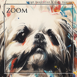 【犬花爛漫 - ペキニーズ犬 No.1】モダンアートポスター 犬の絵 犬の絵画 犬のイラスト 3枚目の画像