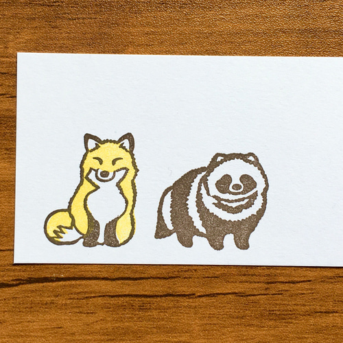 もふもふキツネの消しゴムはんこ（持ち手つき） はんこ・スタンプ かめ