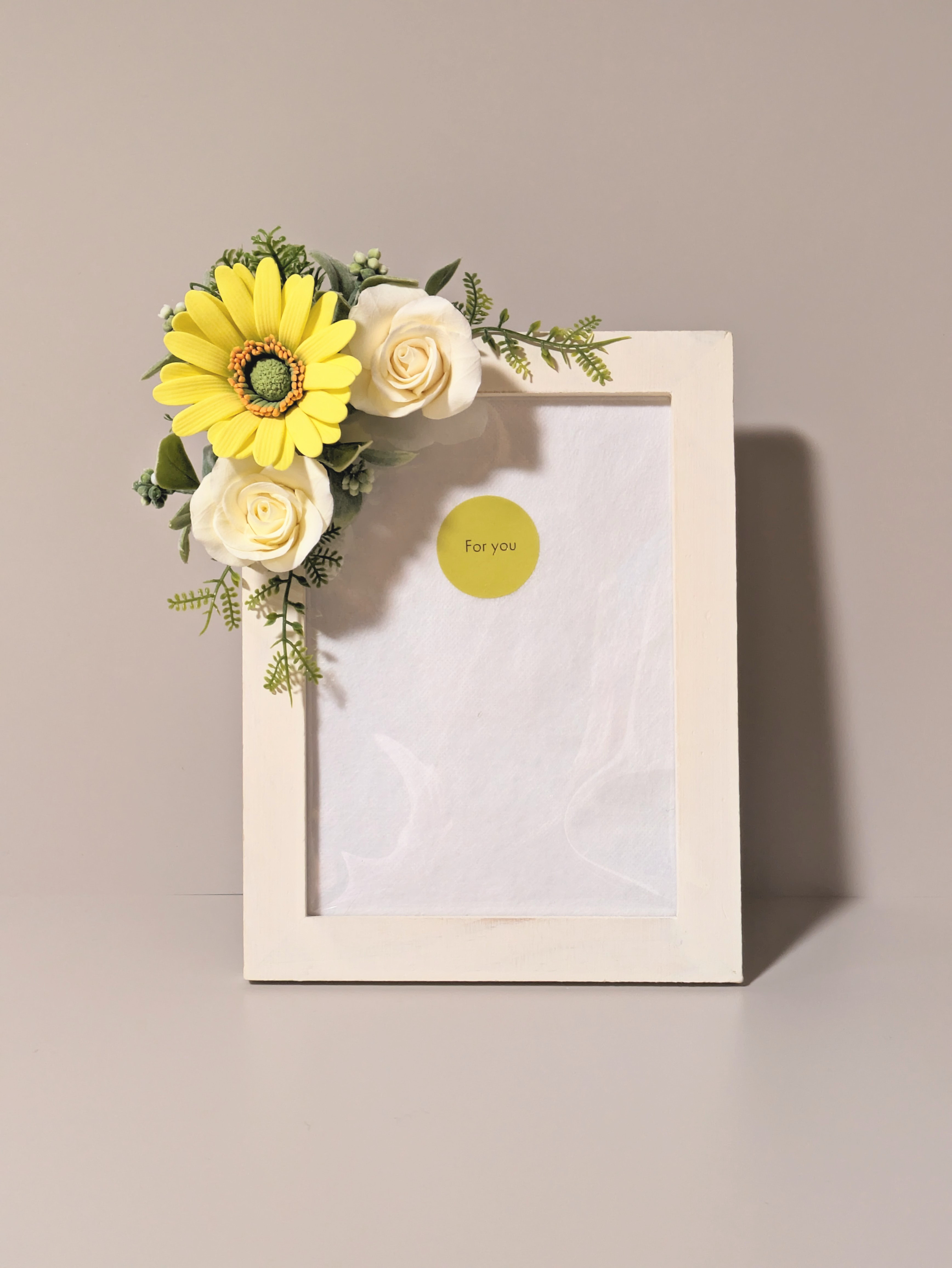 クレイフラワー❀ガーベラとバラのフォトフレーム        Ω