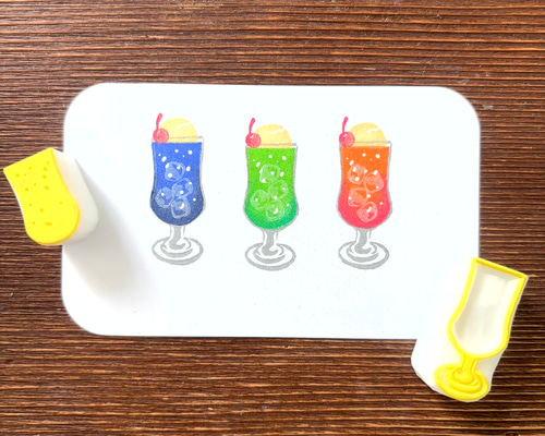クリームソーダの消しゴムはんこセット/スタンプ はんこ