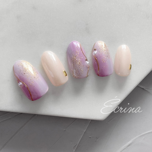 151 ネイルチップ ニュアンスネイル パープル ネイルチップ（つけ爪  