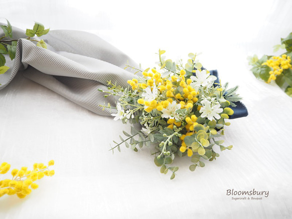 ミモザとユーカリの花束風スワッグ ~ with artificial flowers ~ 3枚目の画像