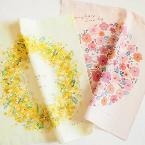 ミモザリース＆桜円タペストリー（小サイズ）/お得な2点セット 