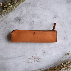 ペンケース 本革 ｲﾀﾘｱﾝﾚｻﾞｰ Brown ブラウン ペンケース ATELIER SHIBA