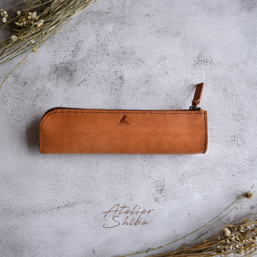 ペンケース 本革 ｲﾀﾘｱﾝﾚｻﾞｰ Brown ブラウン ペンケース ATELIER SHIBA