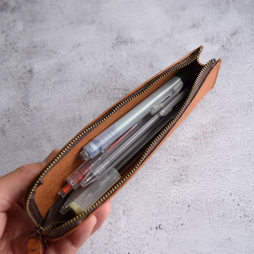 ペンケース 本革 ｲﾀﾘｱﾝﾚｻﾞｰ Brown ブラウン ペンケース ATELIER SHIBA