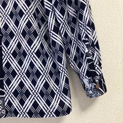 アロハシャツ 長袖 浴衣の反物より作製 メンズLL 【他サイズオーダー