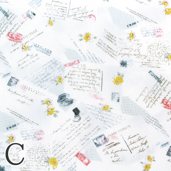 新入荷！『Patchwork Collection Postcard 　ポストカード柄　Cカラー』～50㎝単位でカット～ 9枚目の画像