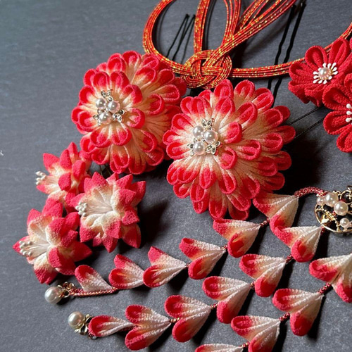 髪飾り つまみ細工 044 成人式 卒業式 謝恩会 結婚式 新日本髪 前撮り