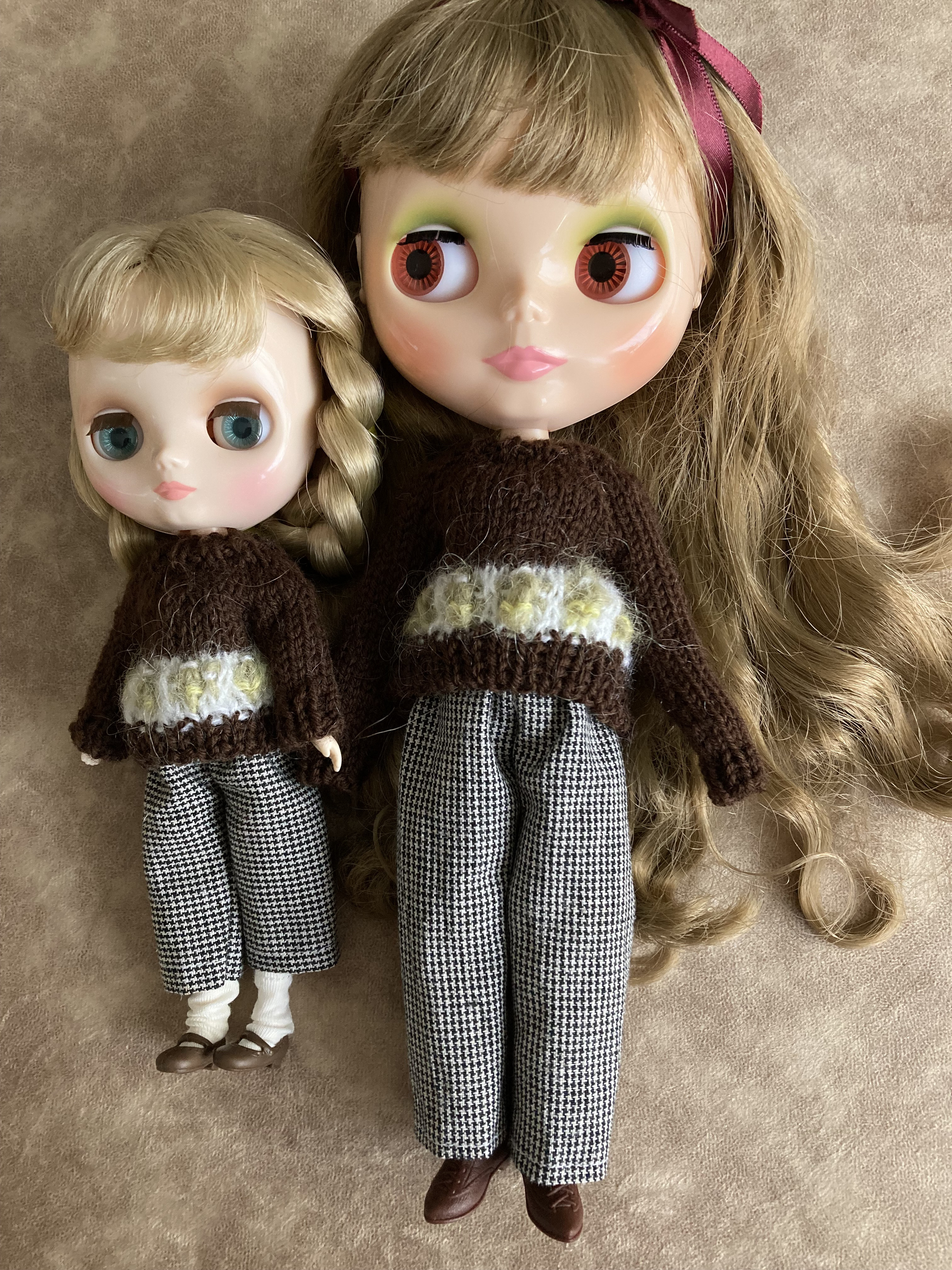 ブライス　ミディとお揃い　手編み　セーター　カーディガンアウトフィット