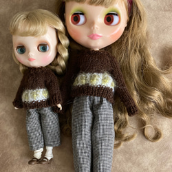 ブライス ミディとお揃い 手編みセーターとパンツ アウトフィット 毛糸