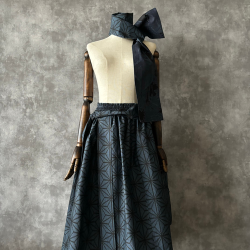 着物リメイクギャザースカート & ストール〜四季で心地良い上質大島紬