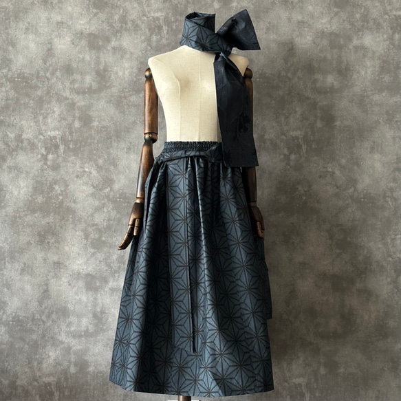 着物リメイクギャザースカート & ストール〜四季で心地良い上質大島紬