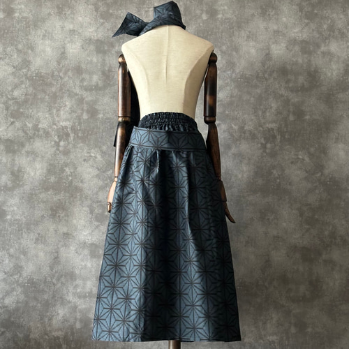 着物リメイクギャザースカート & ストール〜四季で心地良い上質大島紬