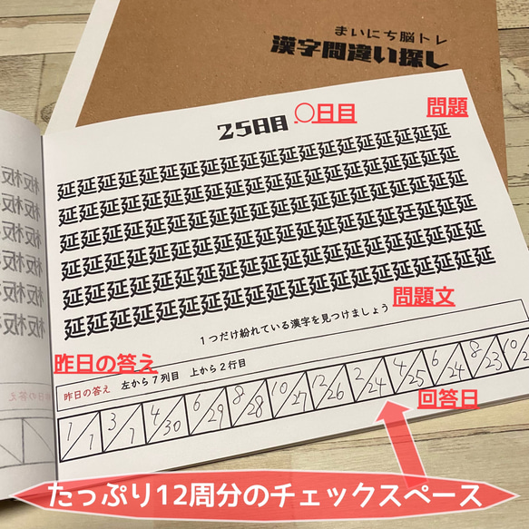 在庫処分　現品限り！　まいにち脳トレドリル　漢字間違い探し　ドリル　問題集　脳トレ　頭の体操　活性化　なぞなぞ　ひらめき 4枚目の画像