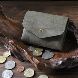 【プエブロ】コンパクト財布『Palma（パルマ）』【モスグレー】片手サイズの小さなお財布 1枚目の画像