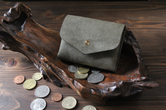 【プエブロ】コンパクト財布『Palma（パルマ）』【モスグレー】片手サイズの小さなお財布 1枚目の画像