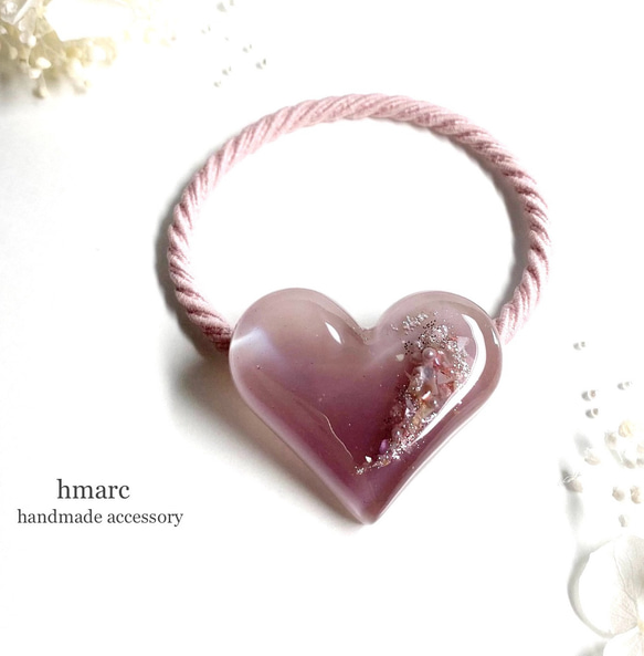 レザー ヘアゴム ✯ ALOHA グラデーション ショッキングピンク Hair