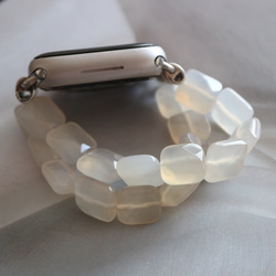 ホワイトアゲート 白瑪瑙（めのう）スクエア 天然石 オニキス アップルウォッチベルト バンド Apple Watch 17枚目の画像