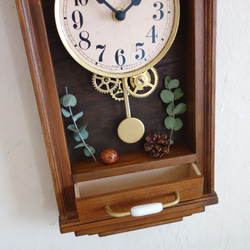 【送料無料】NOSTALGICO#025 レトロな掛け時計　Mサイズ 手作り品 アンティーク調 木製　インテリア 6枚目の画像