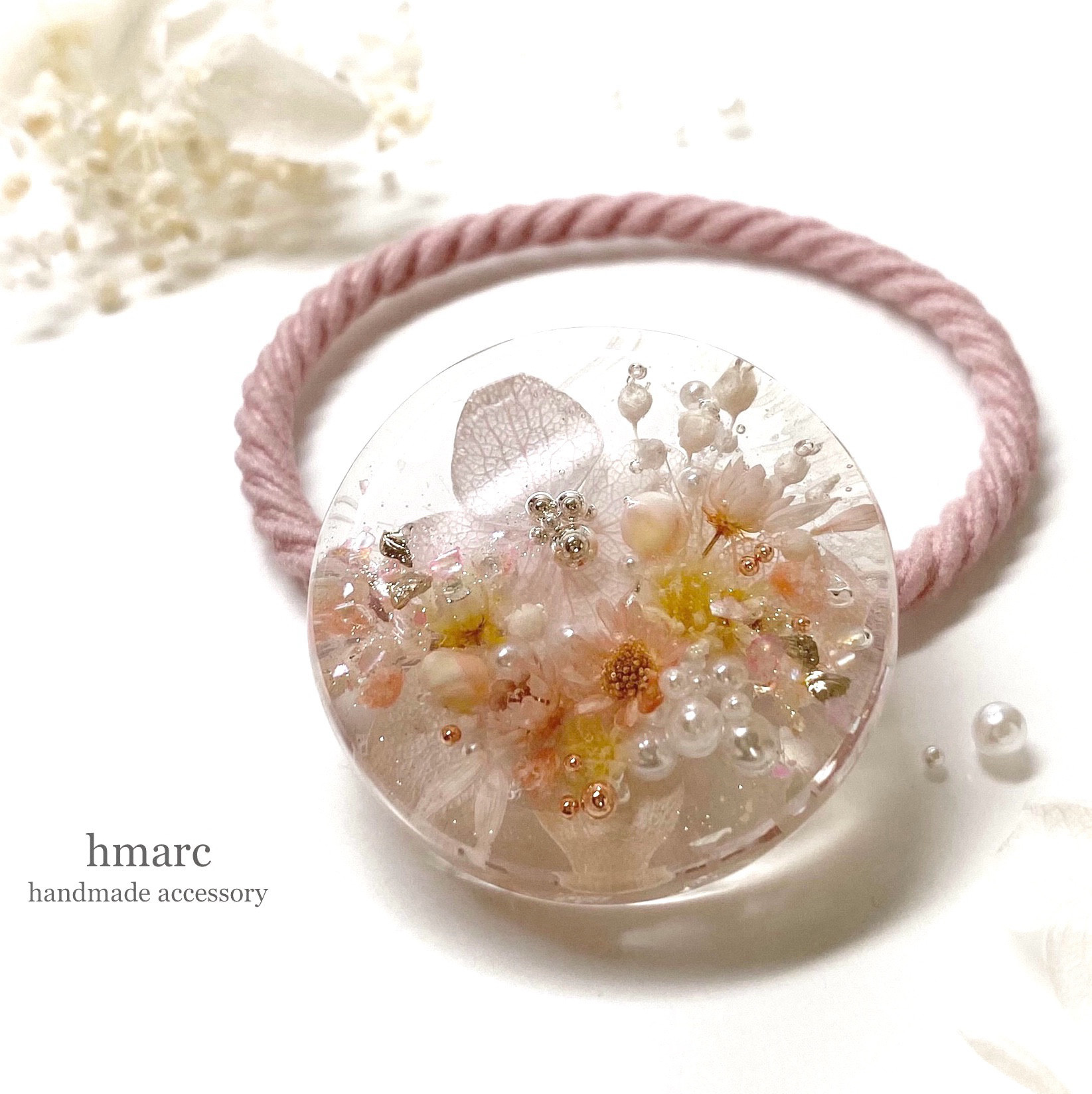 レジンヘアゴム ドライフラワー 出逢う No．347 