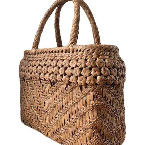 山葡萄かごバッグ 手作り 籠バッグ 花編み、三つ編み 内布あり (約)幅