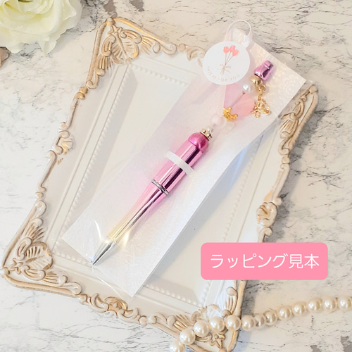 sale‼️N2250 カスタムボールペン 手染めビーズ 薔薇 リボン カスタムボールペン ビーズ パーツ デコ ボールペン ビーズを