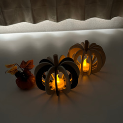 かぼちゃの木製ランプ　白黒 7枚目の画像