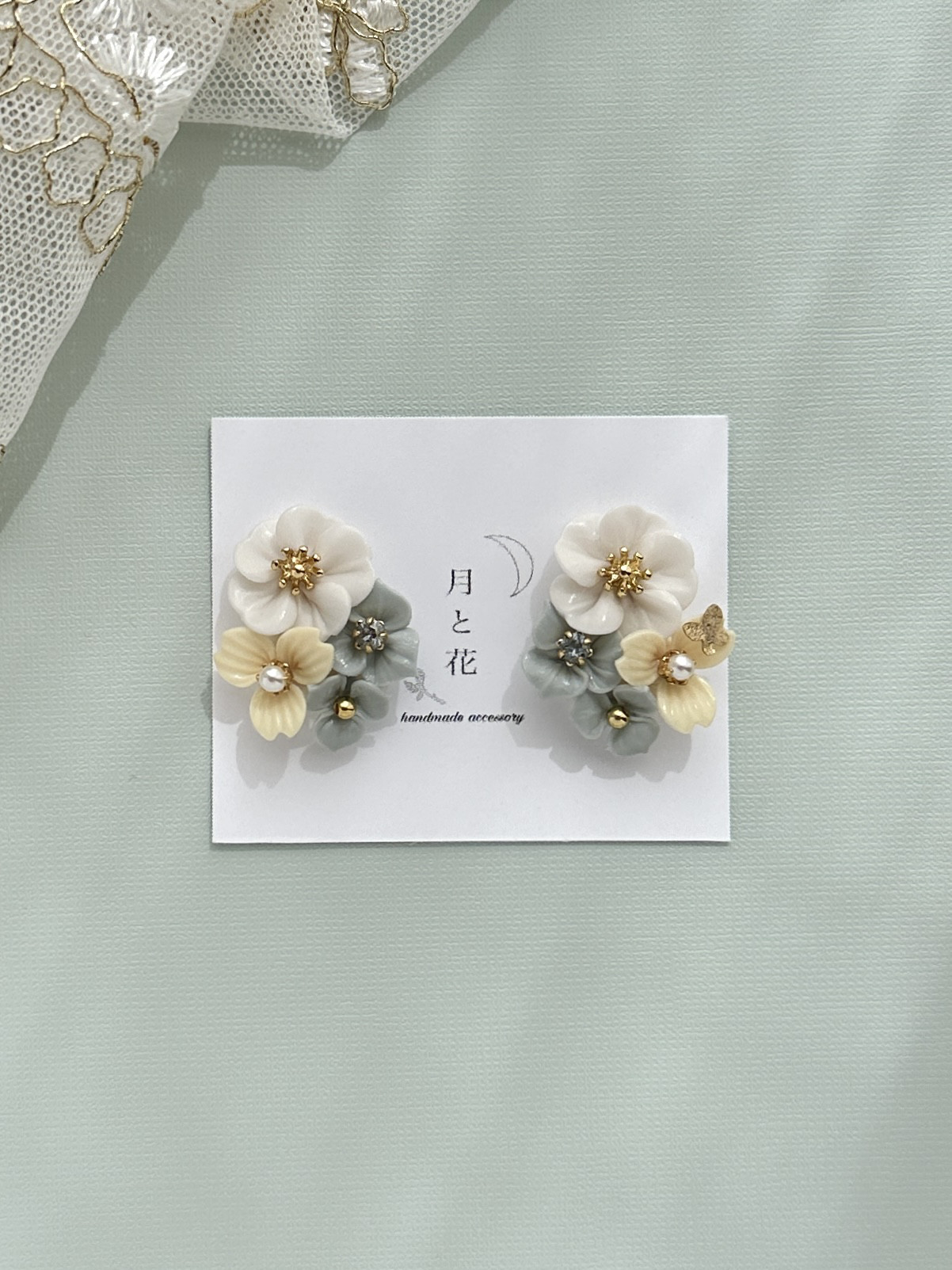 蝶と花 ピアスorイヤリング 選べるイヤーアクセサリー